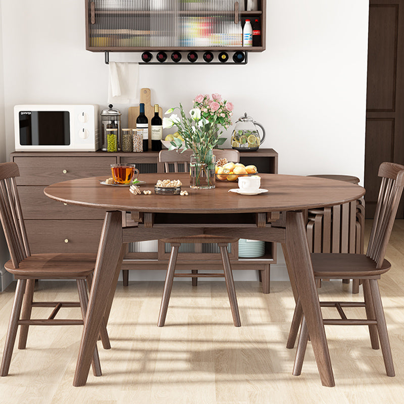 Solid Wood Dining Table Modern Brown 4 Legs Dining Table for Home Use