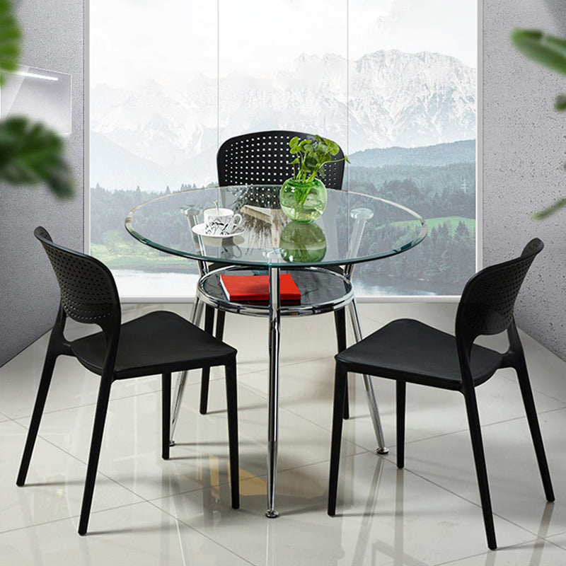 Round Glass Dining Room Collection Modern Style Tripod Base Furniture for Home