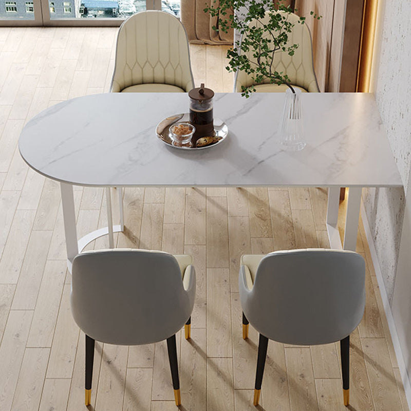Free Form Sintered Stone Top Table for Restaurant Luxury Dining Table with Double Pedestal