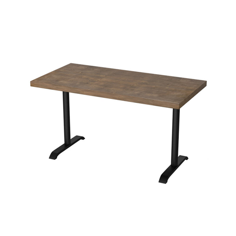 Solid Wood Dining Table Industrial Square Dining Table with Metal Base