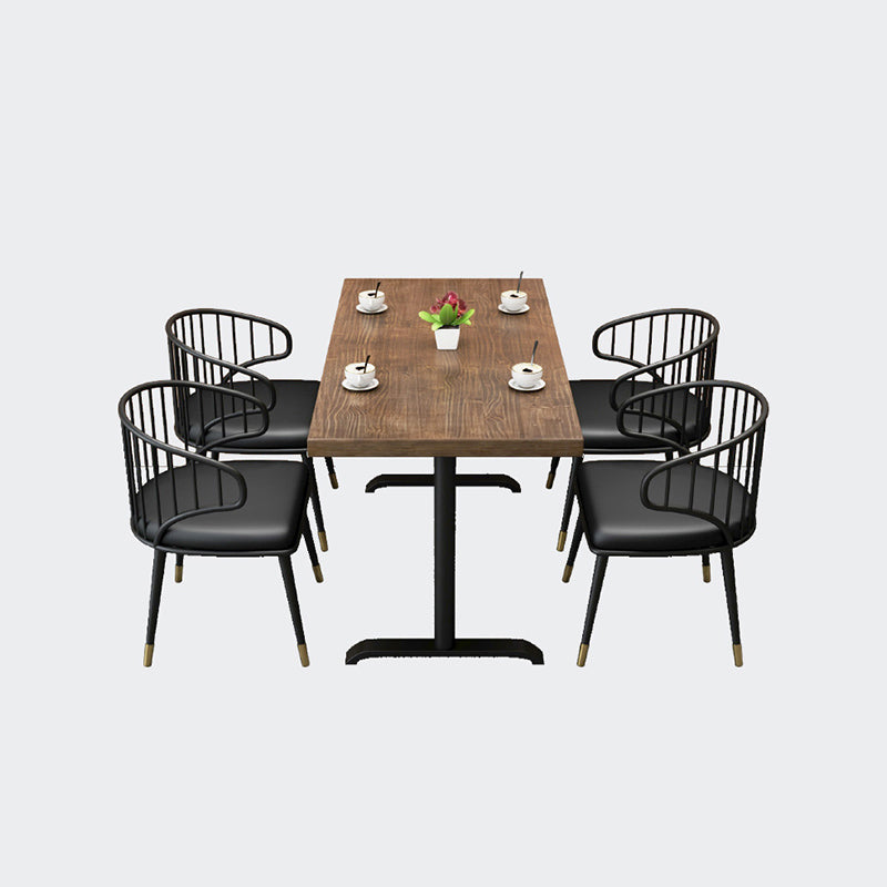 Solid Wood Dining Table Industrial Square Dining Table with Metal Base