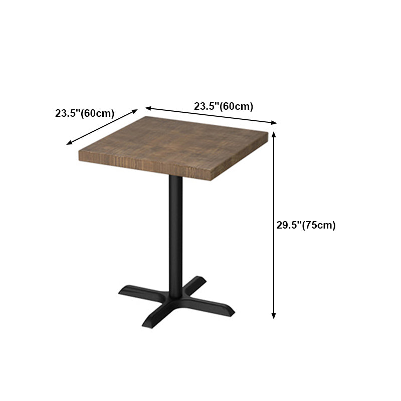 Solid Wood Dining Table Industrial Square Dining Table with Metal Base
