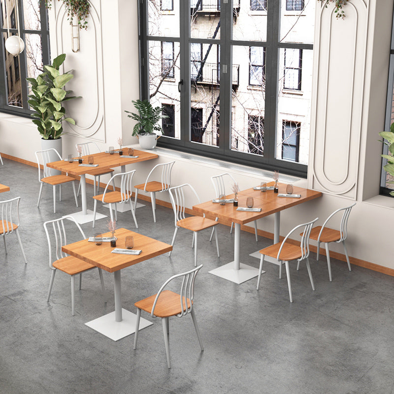 Square Wooden Dining Table Industrial Pedestal Dining Table for Restaurant