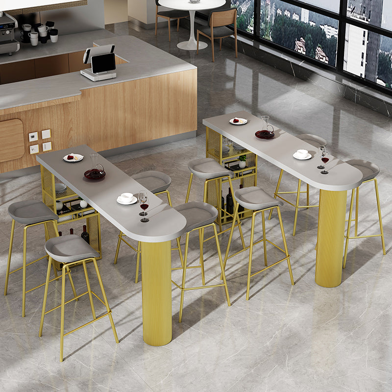 Metal Contemporary Freeform Dining Table Pine Wood Top Table