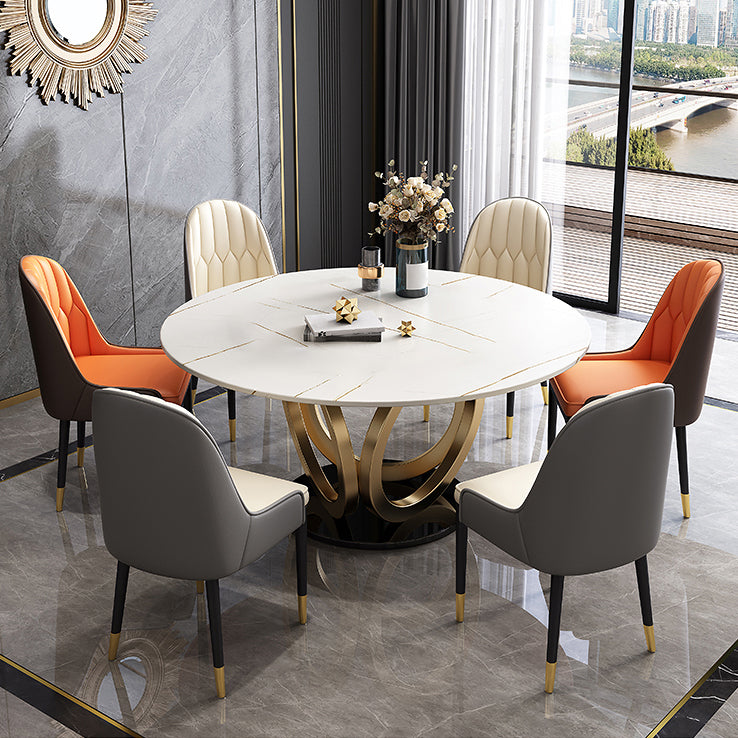 Glam Restaurant Sintered Stone Table Round Pedestal Dining Table