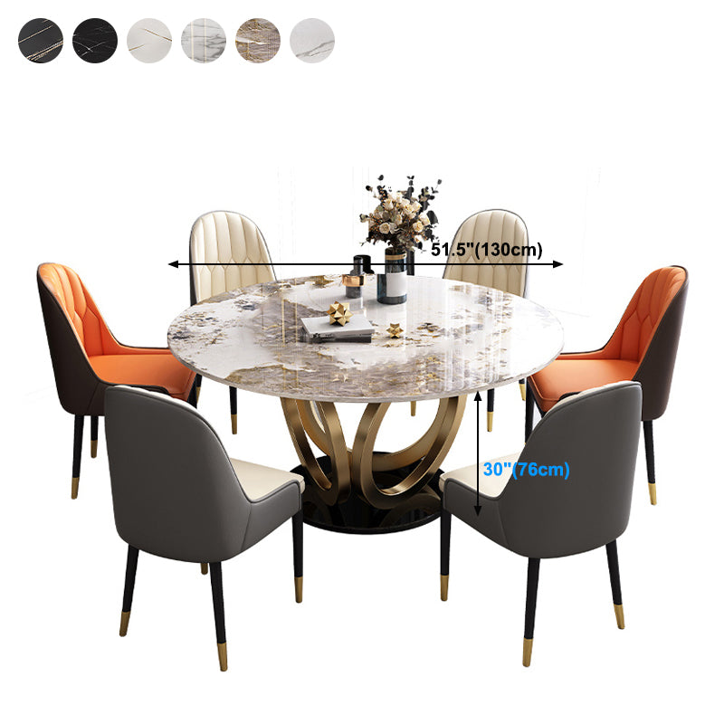 Glam Restaurant Sintered Stone Table Round Pedestal Dining Table
