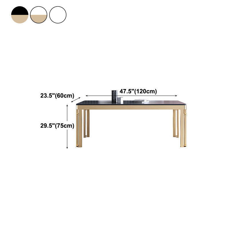 Glam Sintered Stone Home Table Gold Rectangle Dining Table with 4 Legs