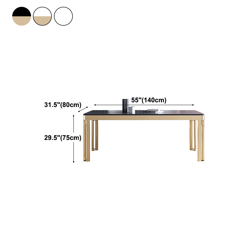 Glam Sintered Stone Home Table Gold Rectangle Dining Table with 4 Legs