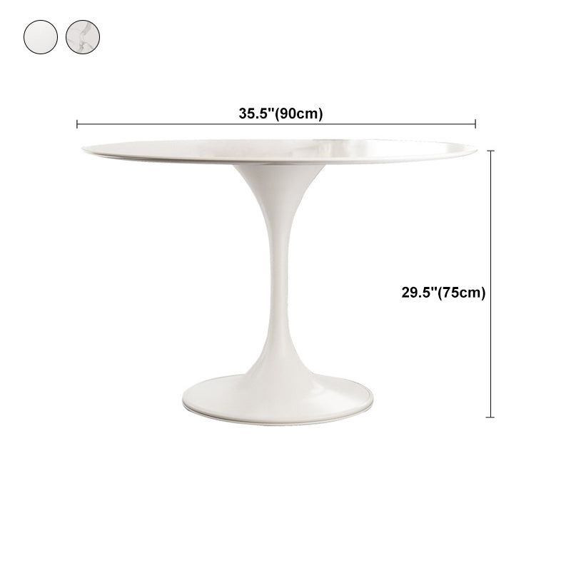 Stone Round Top Table Contemporary Dining Table with Pedestal Base