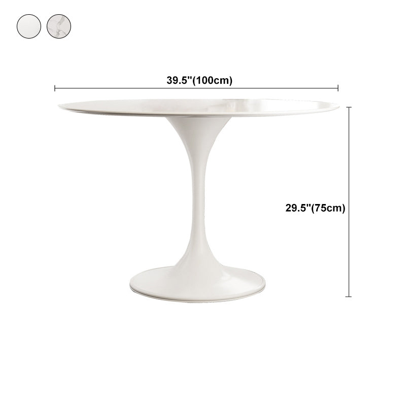Stone Round Top Table Contemporary Dining Table with Pedestal Base