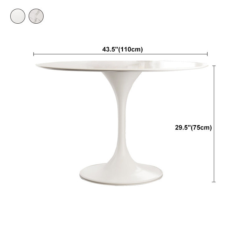 Stone Round Top Table Contemporary Dining Table with Pedestal Base