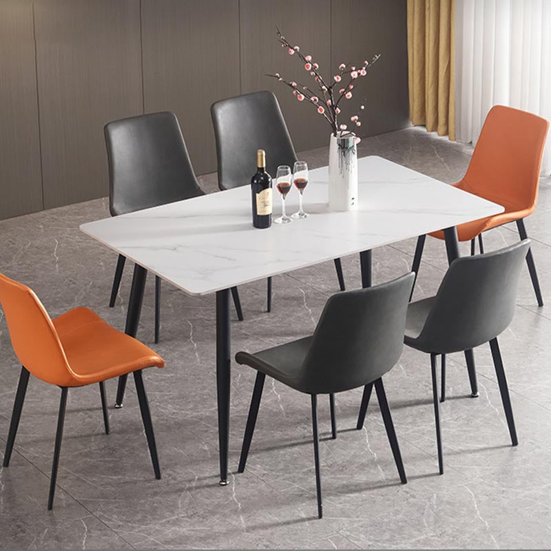 Glam Style Stone Dining Table 4 Black Legs Table Home Rectangle Dining Table