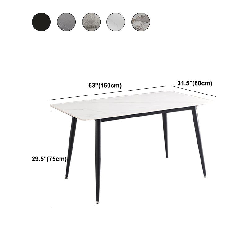 Glam Style Stone Dining Table 4 Black Legs Table Home Rectangle Dining Table