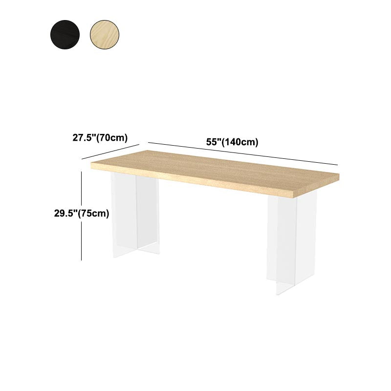 Mesa de comedor con tapa de madera rectangular, mesa de cocina con base de acrílico transparente moderna