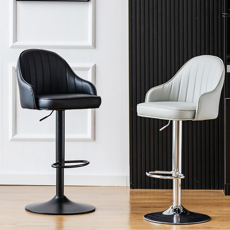 Contemporary Metal Bar and Counter Stool Low Back Stool with Pedestal Base