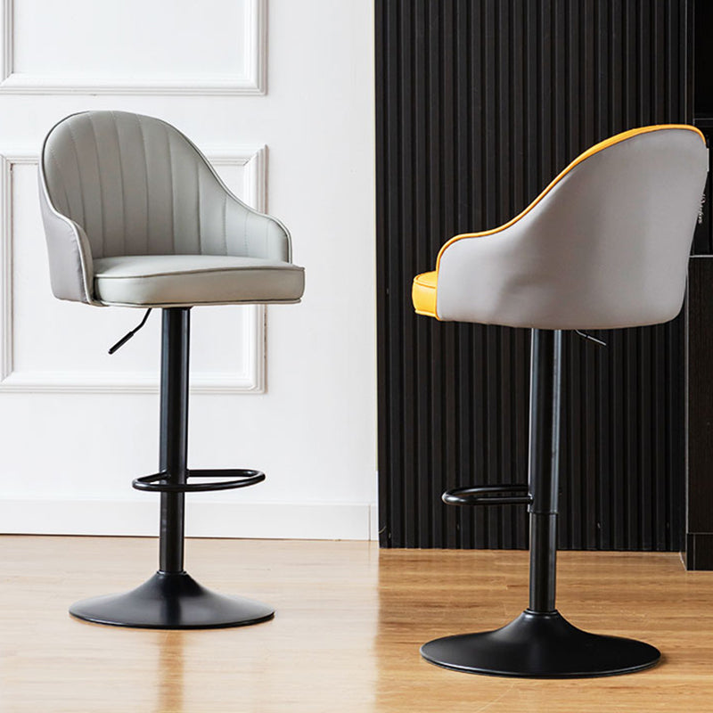 Contemporary Metal Bar and Counter Stool Low Back Stool with Pedestal Base