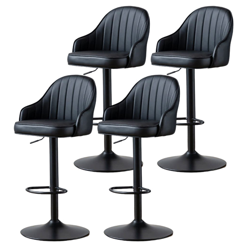 Contemporary Metal Bar and Counter Stool Low Back Stool with Pedestal Base