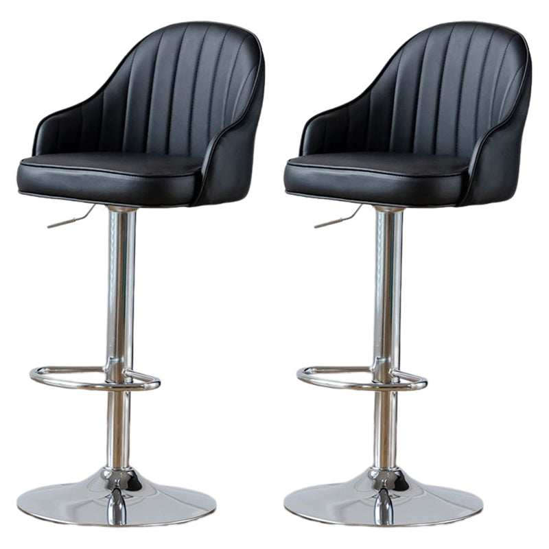 Contemporary Metal Bar and Counter Stool Low Back Stool with Pedestal Base