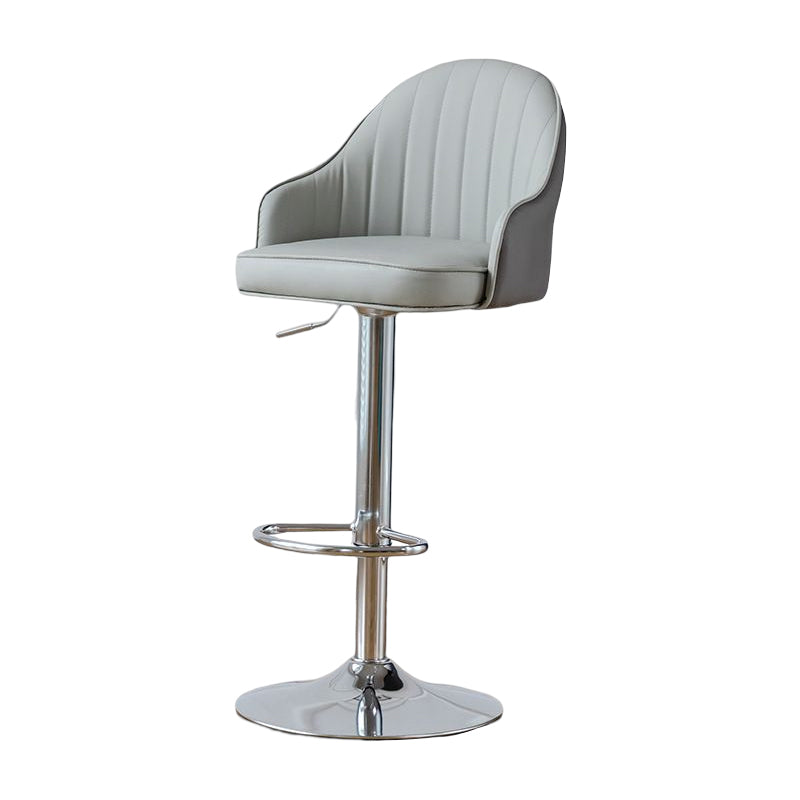 Contemporary Metal Bar and Counter Stool Low Back Stool with Pedestal Base