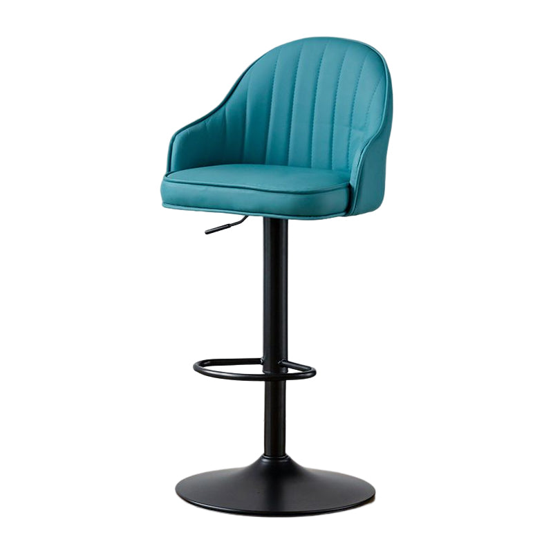 Contemporary Metal Bar and Counter Stool Low Back Stool with Pedestal Base