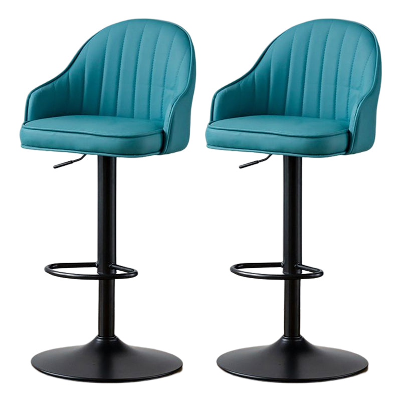 Contemporary Metal Bar and Counter Stool Low Back Stool with Pedestal Base