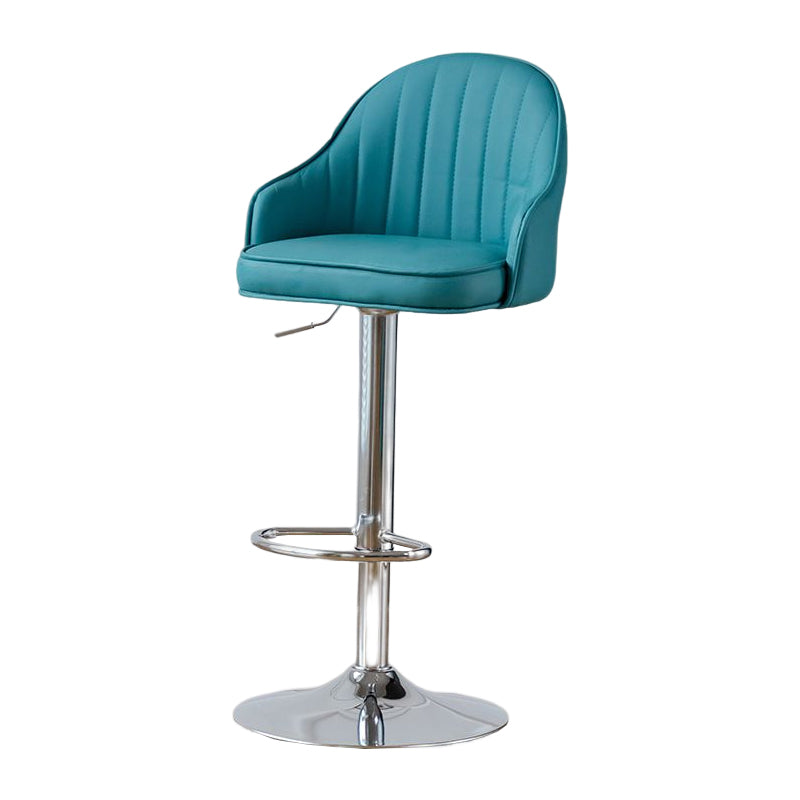 Contemporary Metal Bar and Counter Stool Low Back Stool with Pedestal Base