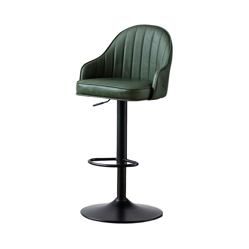 Contemporary Metal Bar and Counter Stool Low Back Stool with Pedestal Base