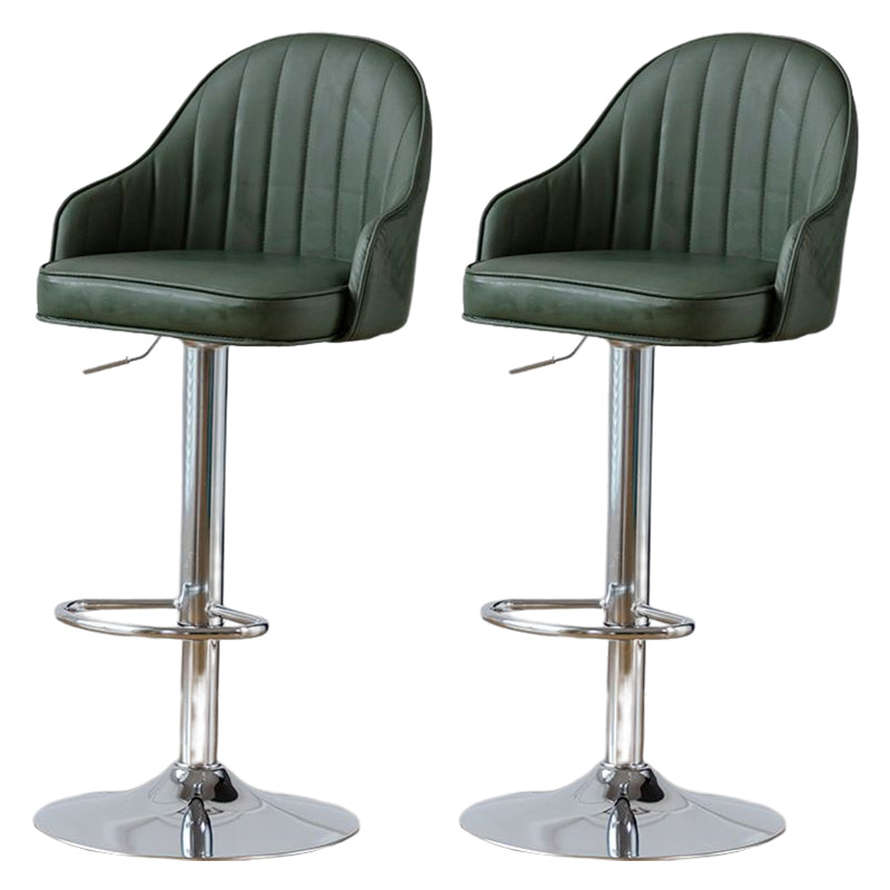 Contemporary Metal Bar and Counter Stool Low Back Stool with Pedestal Base