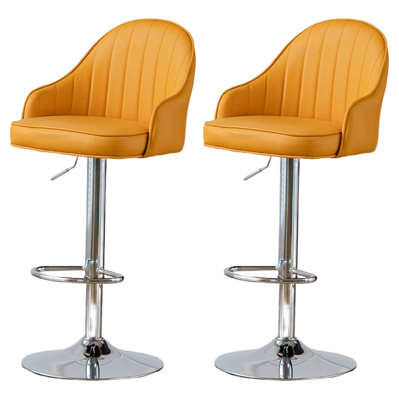 Contemporary Metal Bar and Counter Stool Low Back Stool with Pedestal Base