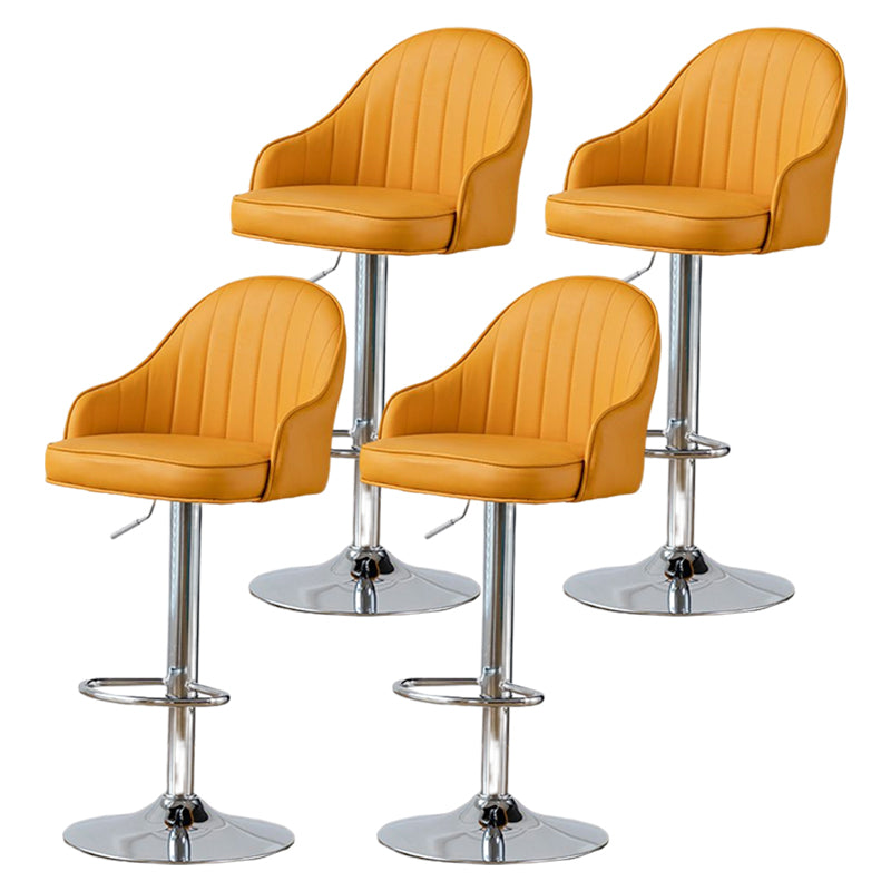 Contemporary Metal Bar and Counter Stool Low Back Stool with Pedestal Base