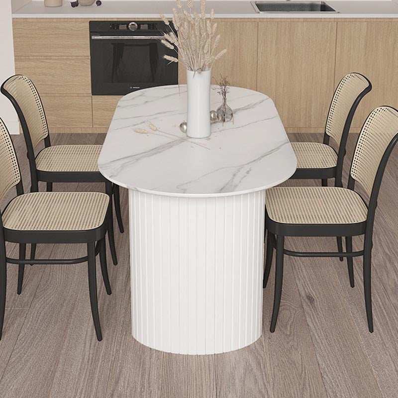Modern Stone Top Dinette Table Metal Base Dining Table for Living Room