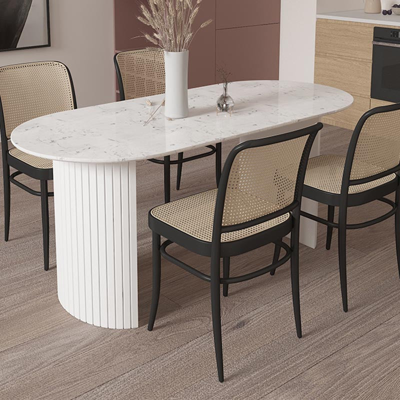 Modern Stone Top Dinette Table Metal Base Dining Table for Living Room