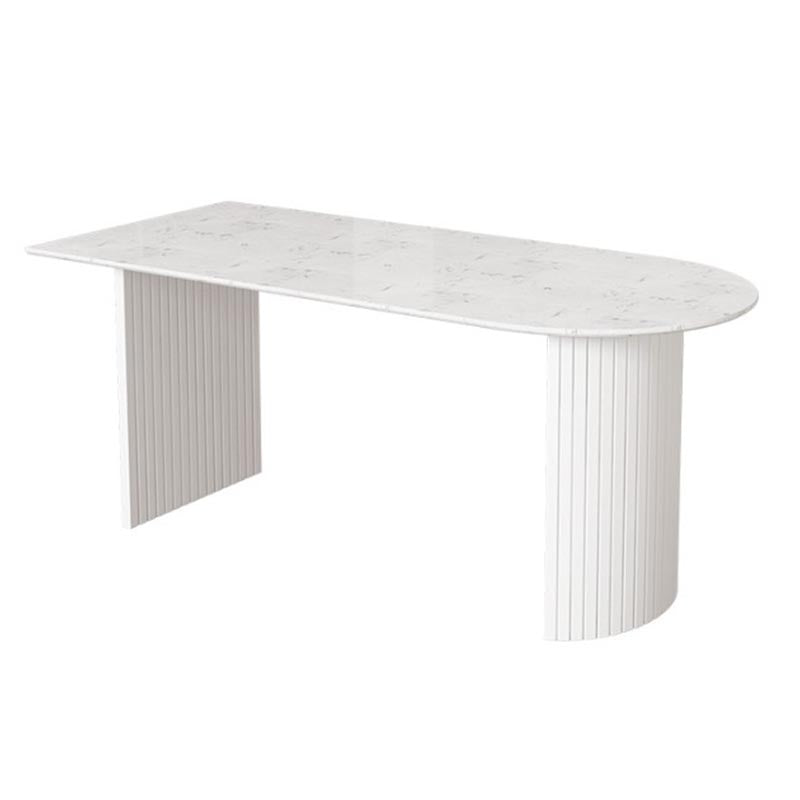 Modern Stone Top Dinette Table Metal Base Dining Table for Living Room