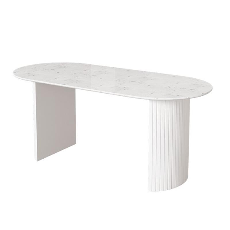 Modern Stone Top Dinette Table Metal Base Dining Table for Living Room