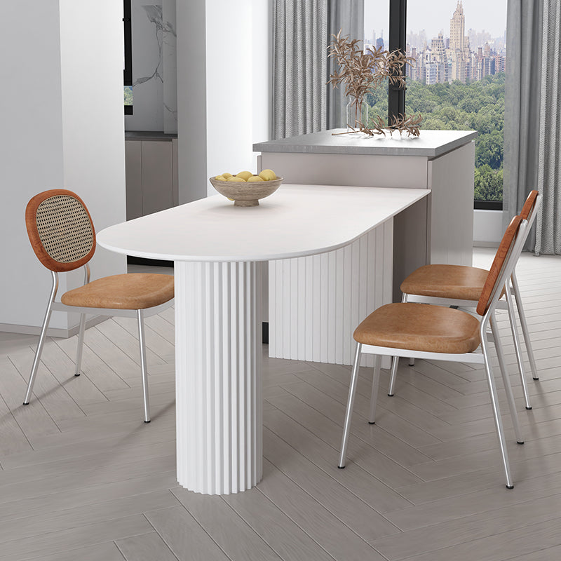 Minimalism Oval Dining Table Metal Double Pedestal Dining Table for Living Room