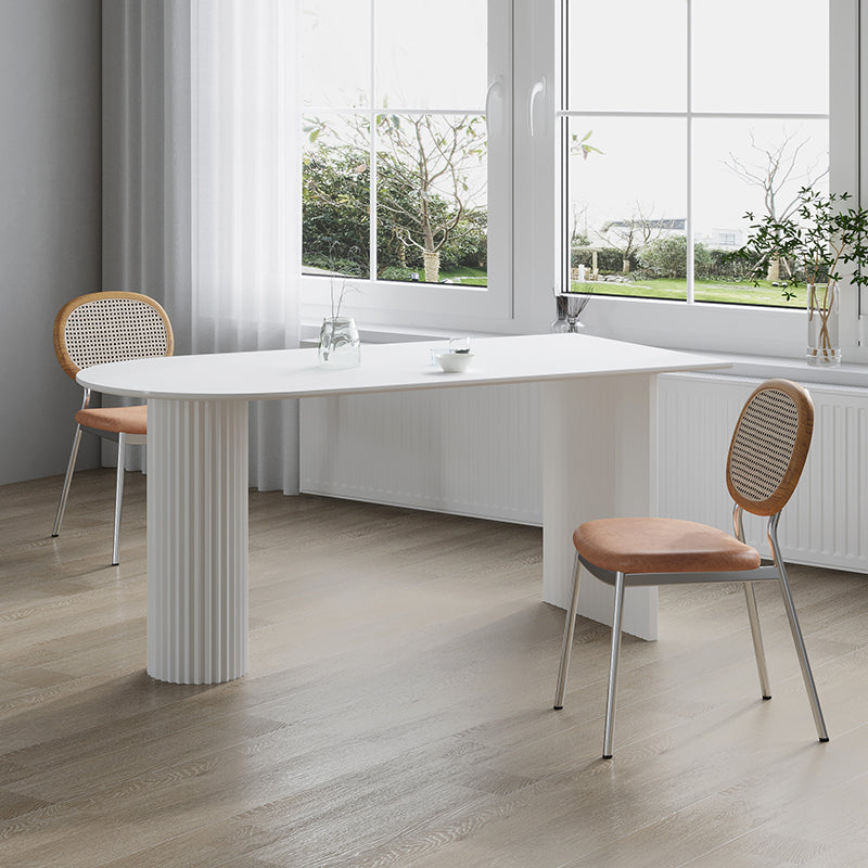 Minimalism Oval Dining Table Metal Double Pedestal Dining Table for Living Room