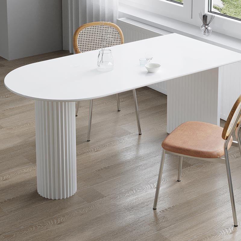 Minimalism Oval Dining Table Metal Double Pedestal Dining Table for Living Room