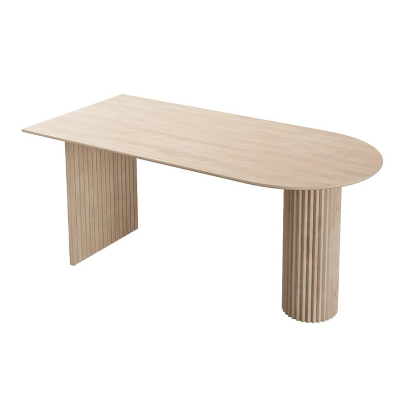 Minimalism Oval Dining Table Metal Double Pedestal Dining Table for Living Room