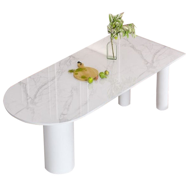 White Stone Top Dinner Room Kitchen Table Modern Metal Base Dinner Table