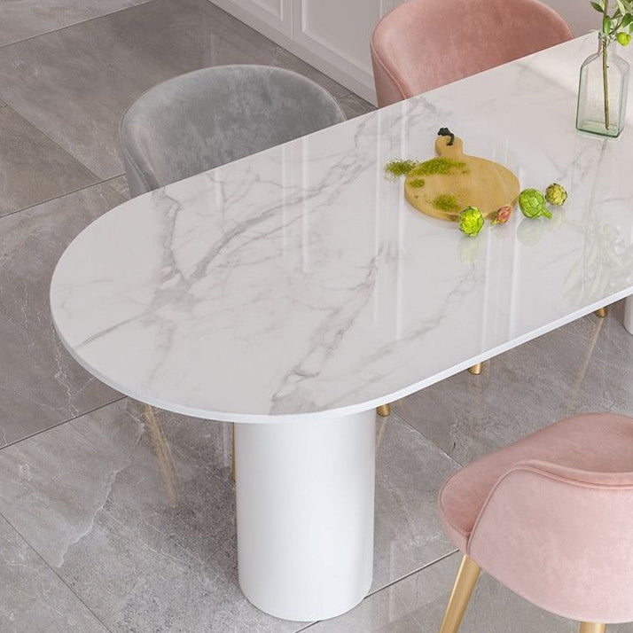 White Stone Top Dinner Room Kitchen Table Modern Metal Base Dinner Table