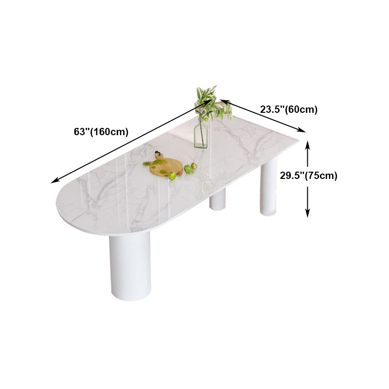 White Stone Top Dinner Room Kitchen Table Modern Metal Base Dinner Table