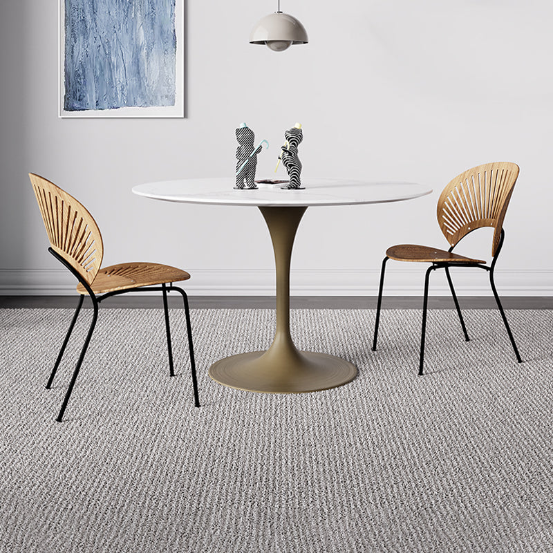 Simple Round Stone Top Dining Table Metal Base Dining Table for Living Room