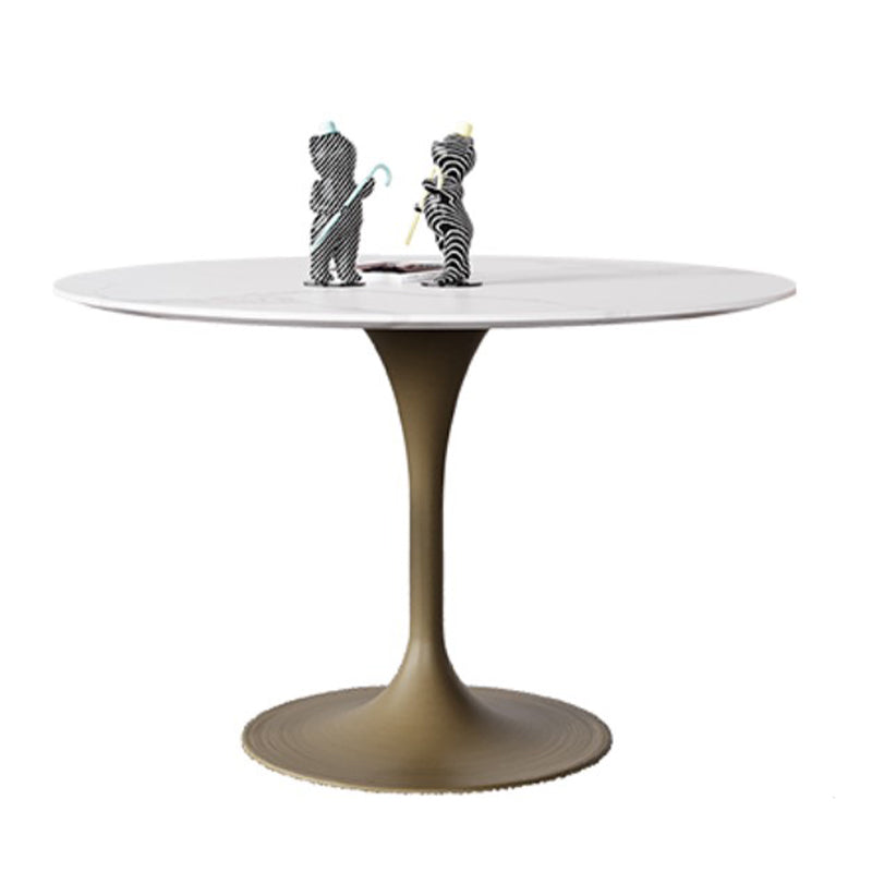 Simple Round Stone Top Dining Table Metal Base Dining Table for Living Room
