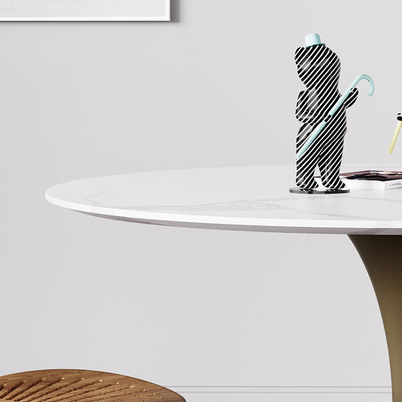 Simple Round Stone Top Dining Table Metal Base Dining Table for Living Room