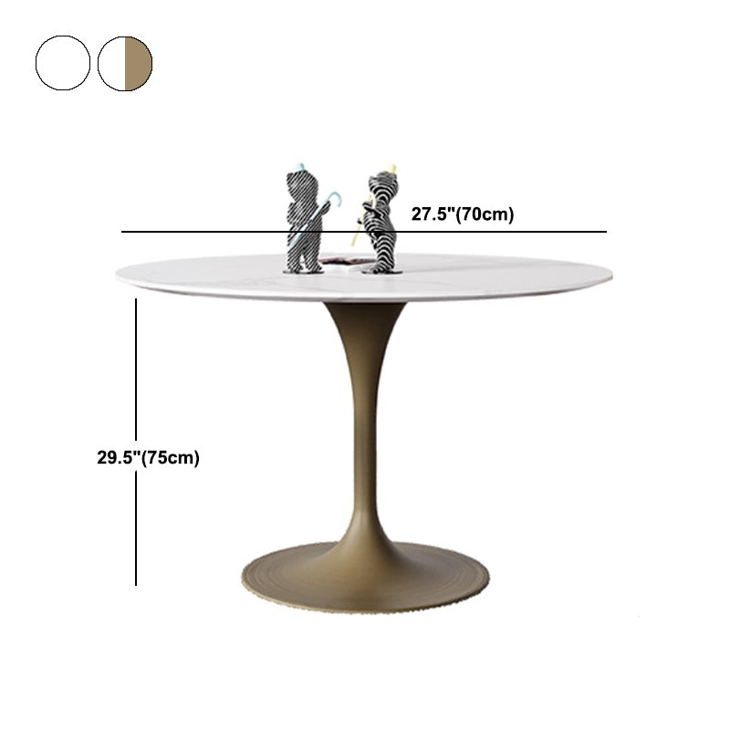 Simple Round Stone Top Dining Table Metal Base Dining Table for Living Room
