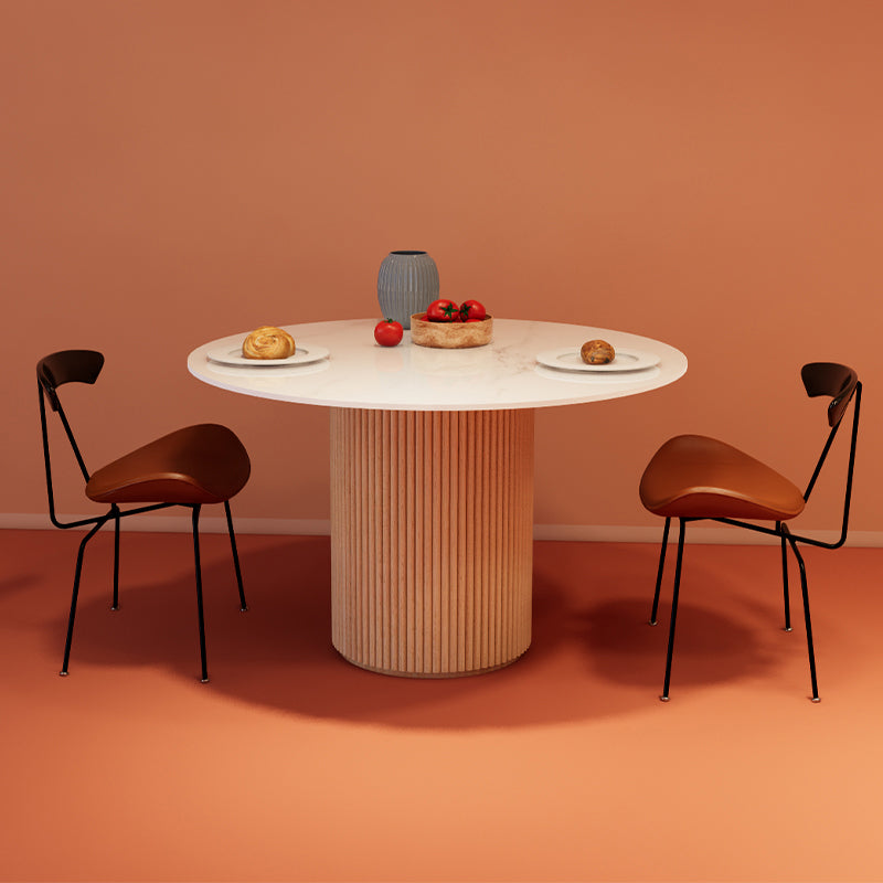 Simple Round Top Dining Table Solid Wood Base Dining Table for Living Room