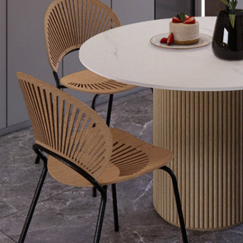 Simple Round Top Dining Table Solid Wood Base Dining Table for Living Room