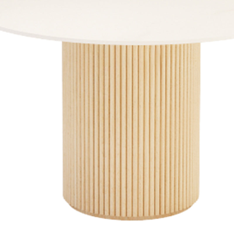 Simple Round Top Dining Table Solid Wood Base Dining Table for Living Room