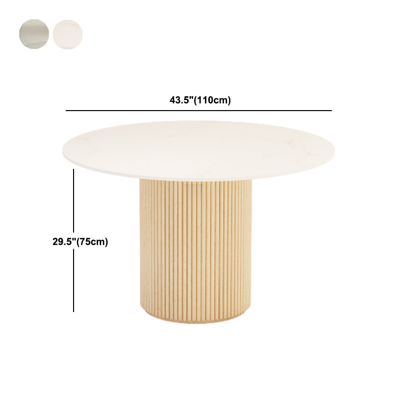 Simple Round Top Dining Table Solid Wood Base Dining Table for Living Room