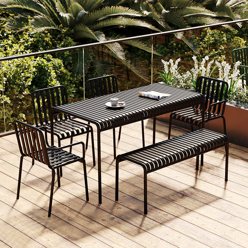 Contemporary Metal Patio Dining Side Chair Slat Back Side Chair